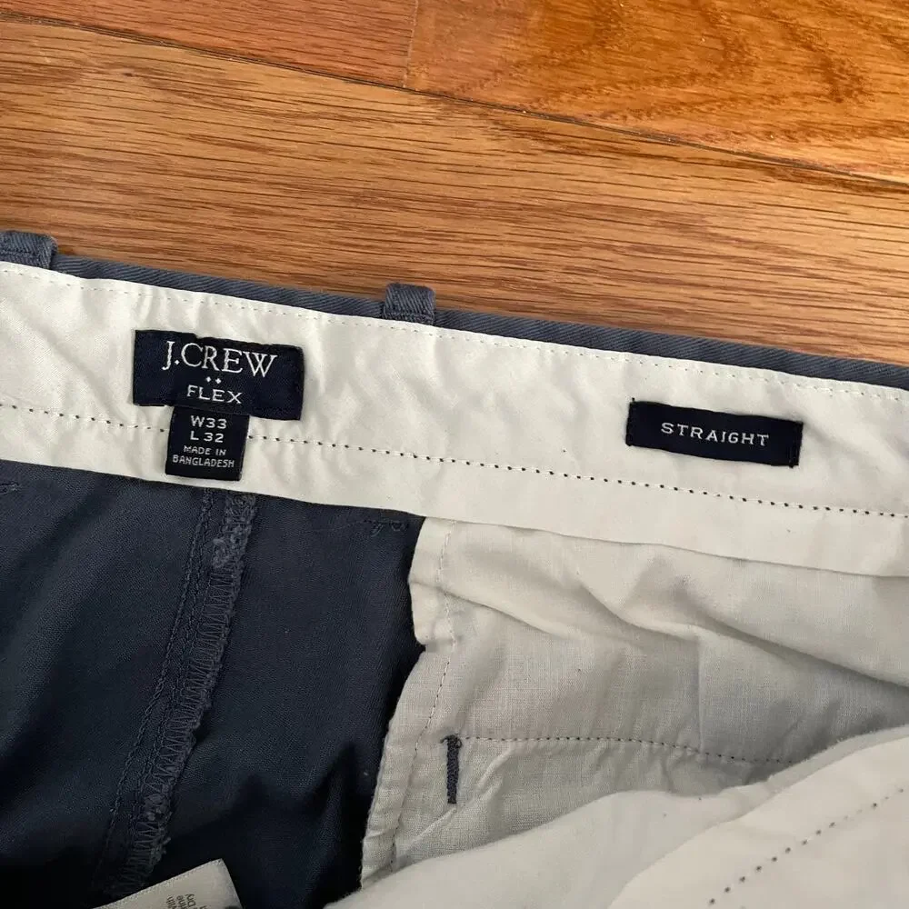 J. Crew Factory Flex Straight Leg Pants Mens 33x30 Blue Chino H3186